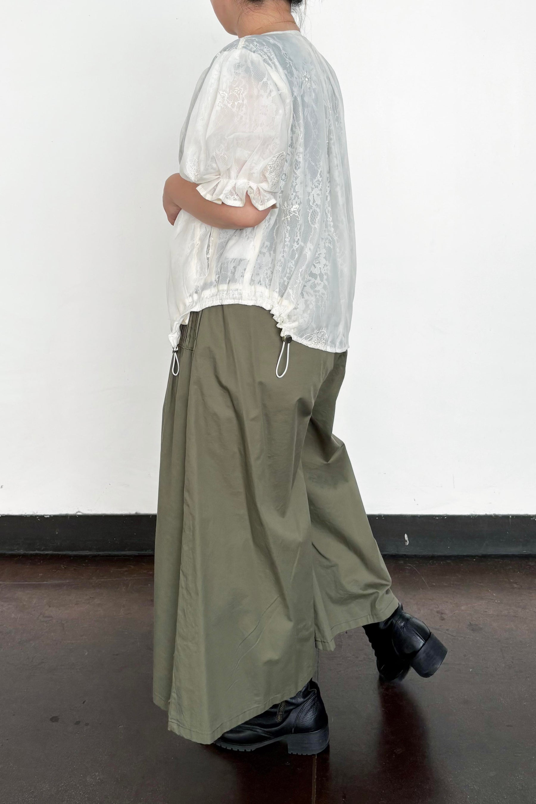 レース×シフォン半袖ブルゾン