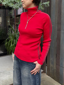 サイドラメラインタートルニット