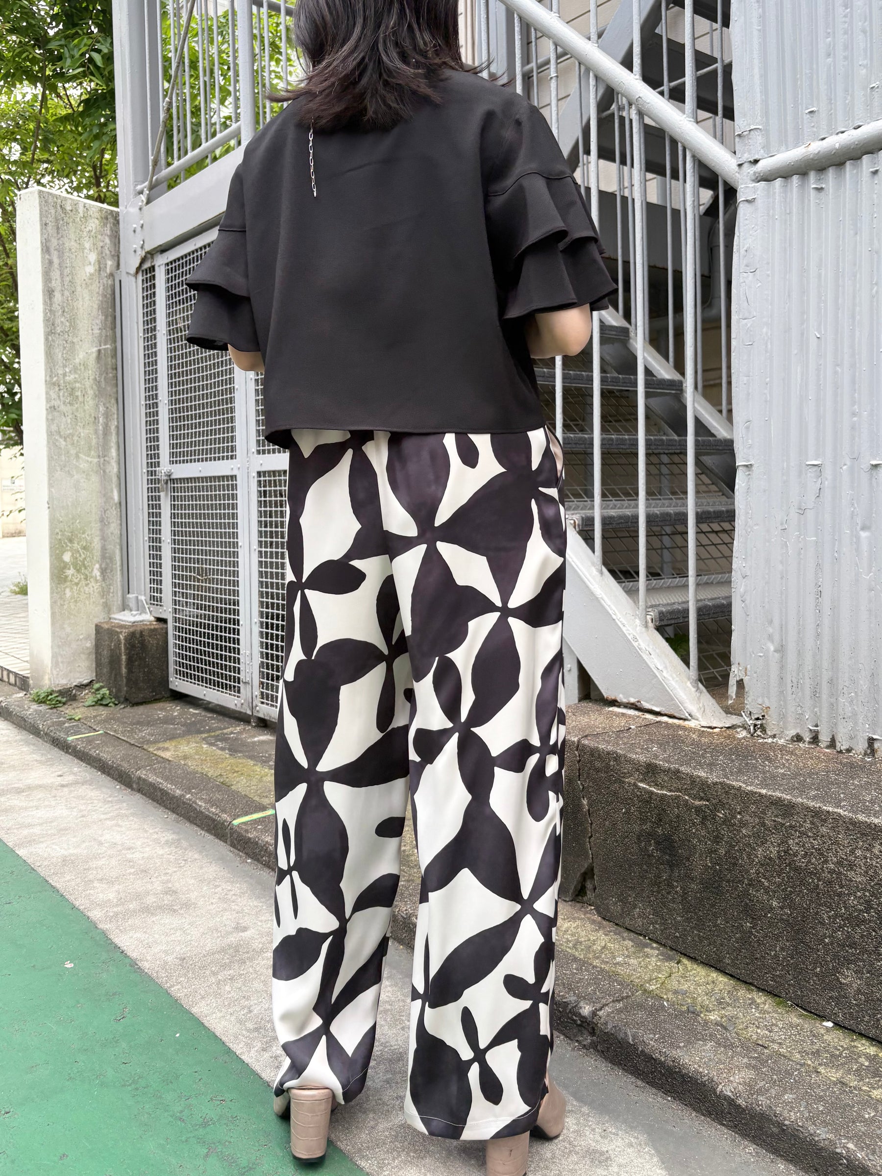 アートプリントワイドパンツ