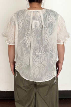 レース×シフォン半袖ブルゾン