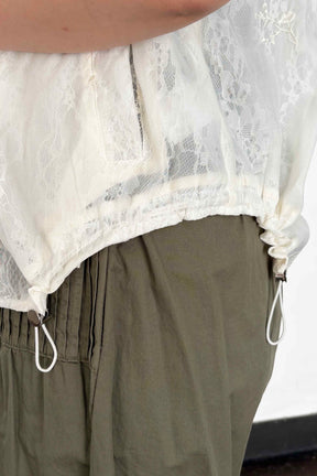 レース×シフォン半袖ブルゾン