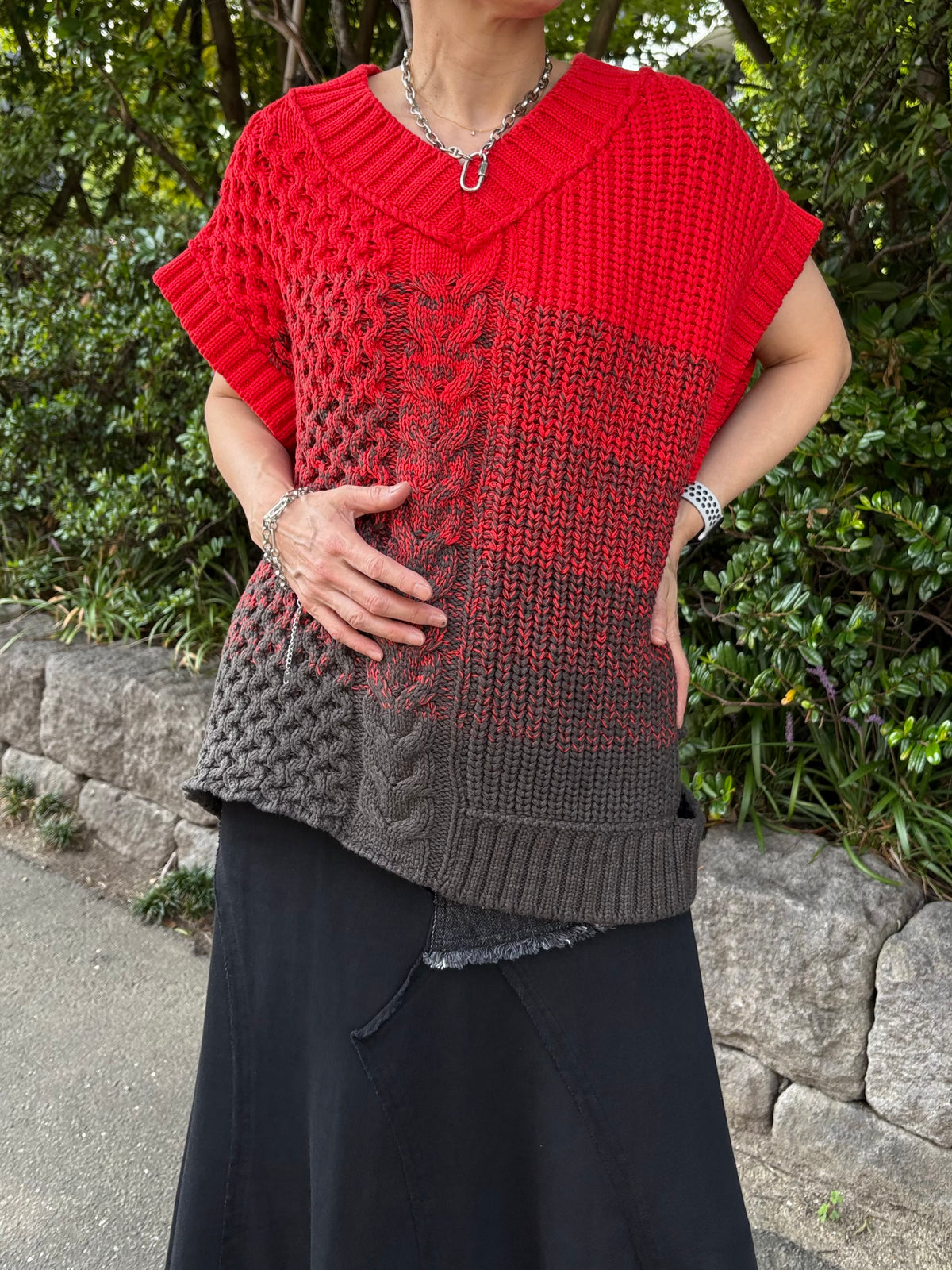 2WAYグラデーションアランニットベスト | 2WAY GRADATION ARAN KNIT VEST