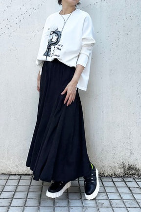 細コーデュロイロングスカート