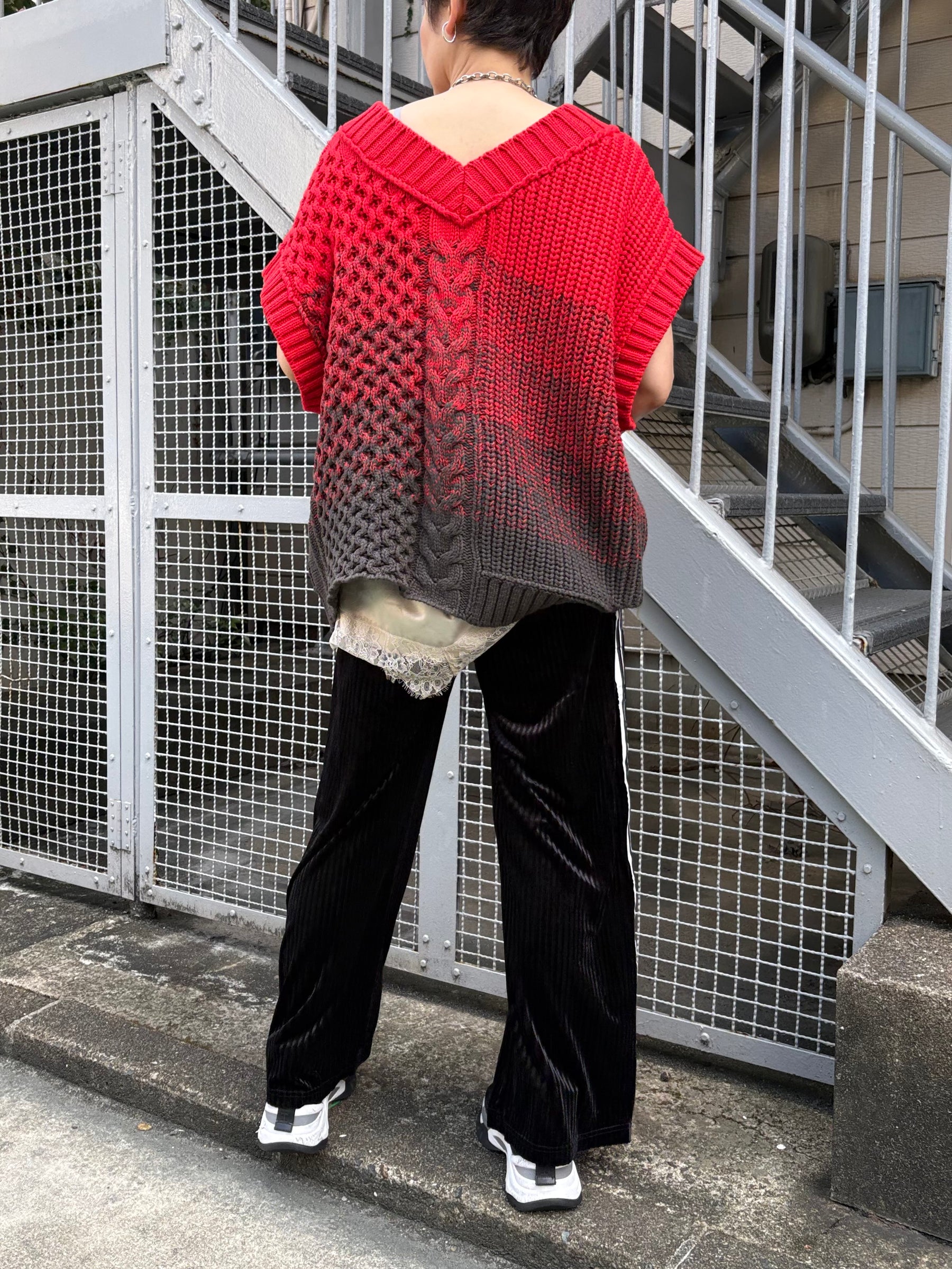 2WAYグラデーションアランニットベスト | 2WAY GRADATION ARAN KNIT VEST