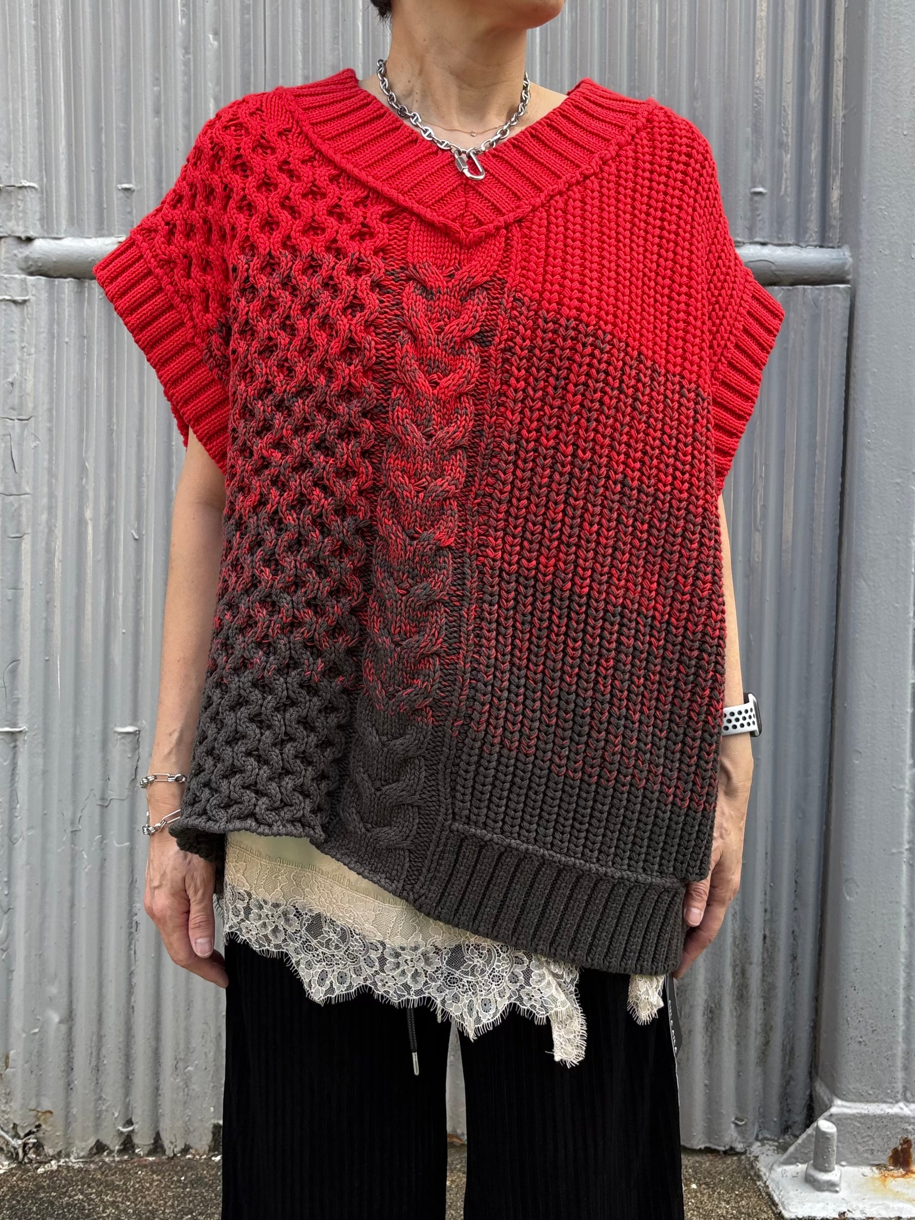 2WAYグラデーションアランニットベスト | 2WAY GRADATION ARAN KNIT VEST