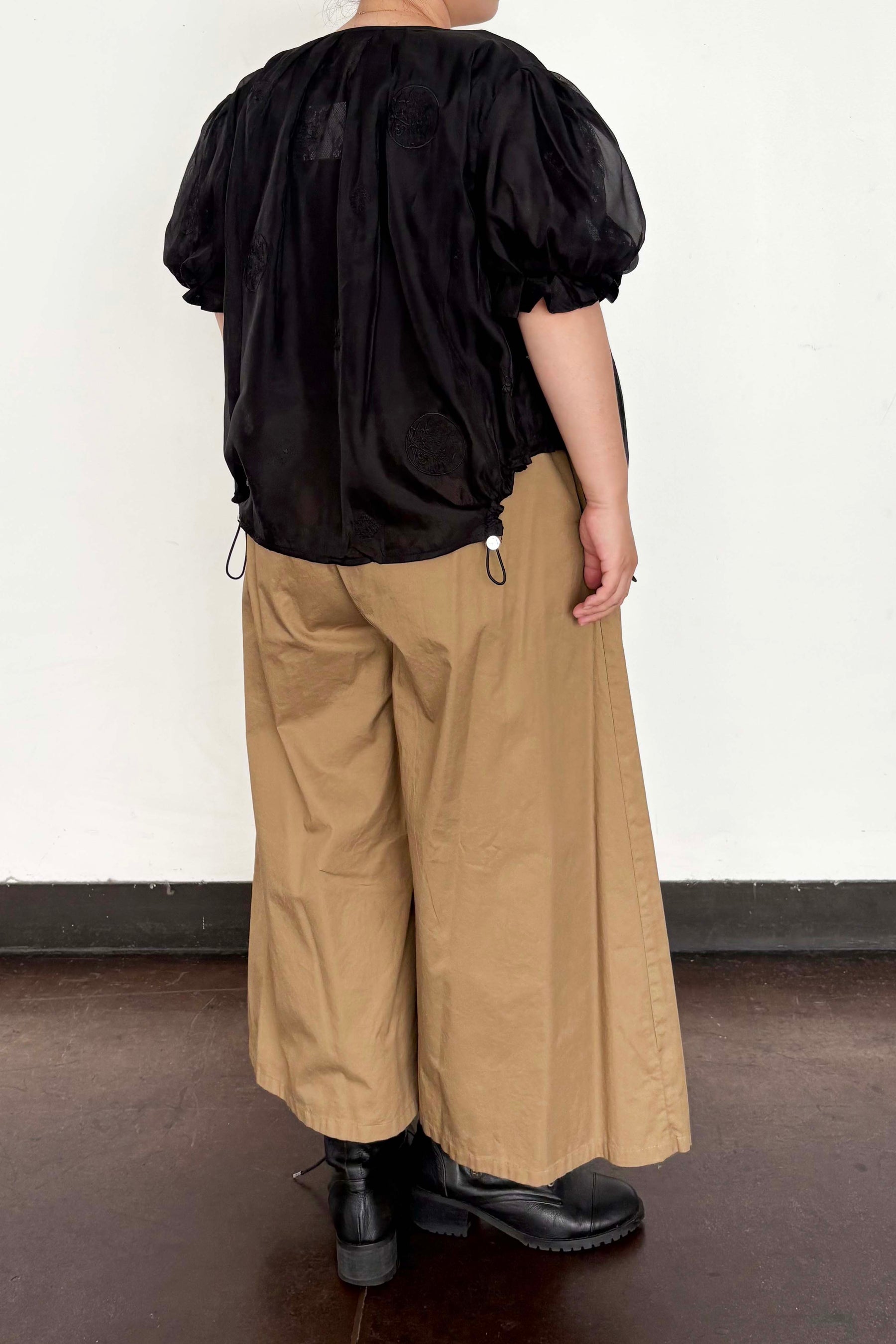 レース×シフォン半袖ブルゾン