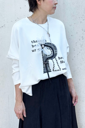 Pラインプリント長袖TOPS