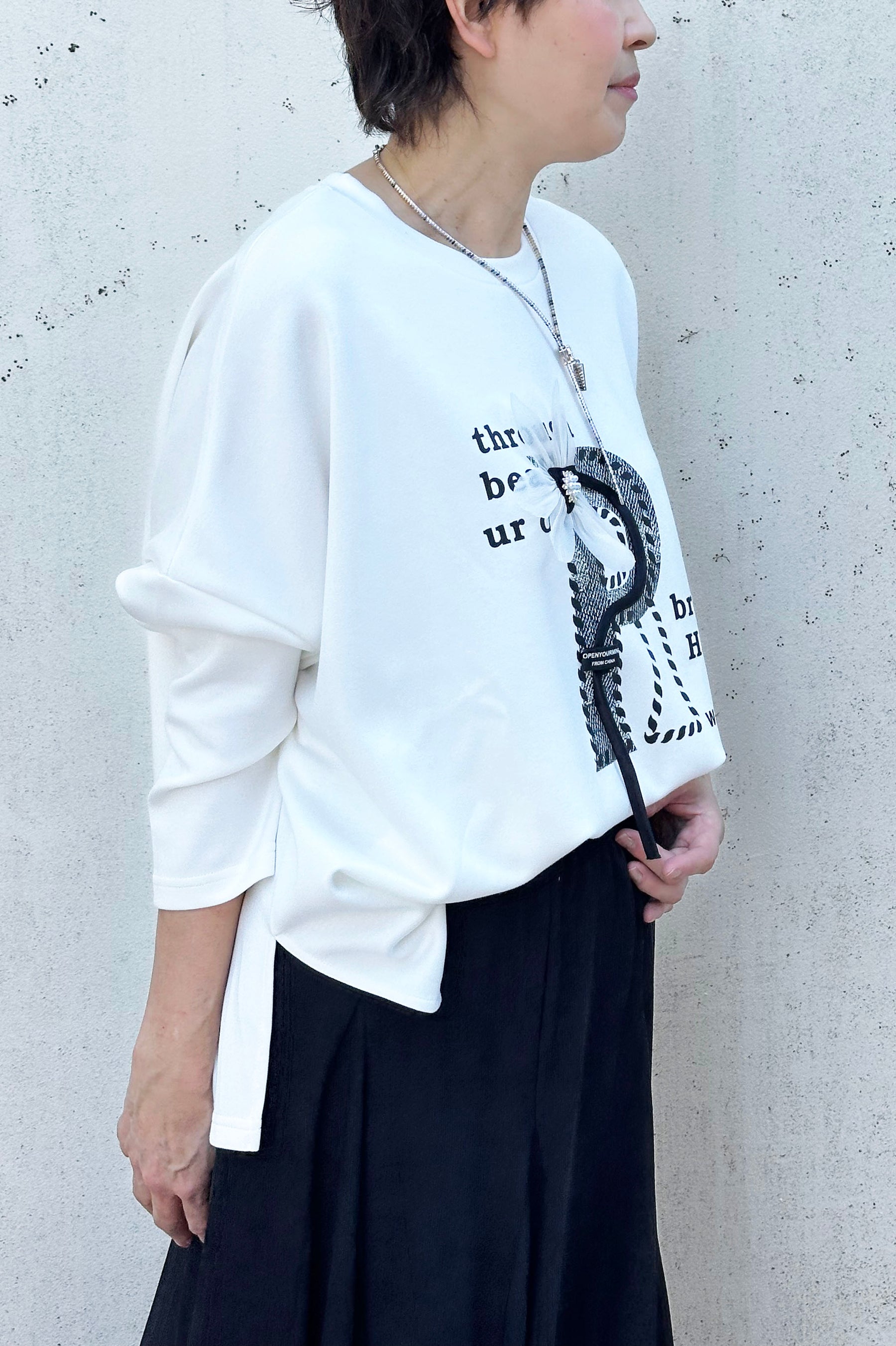 Pラインプリント長袖TOPS