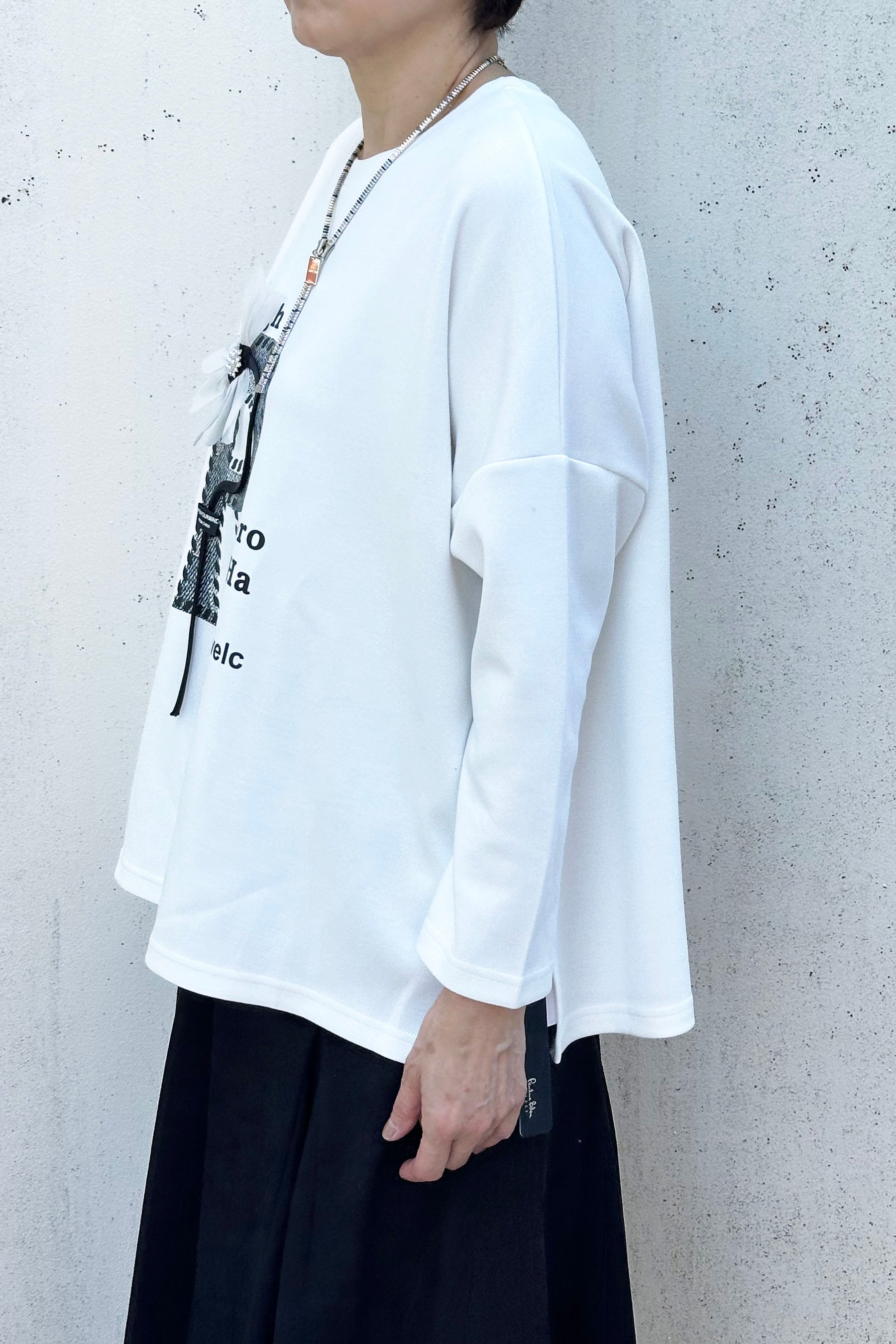 Pラインプリント長袖TOPS