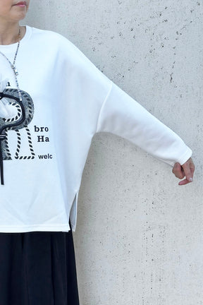 Pラインプリント長袖TOPS