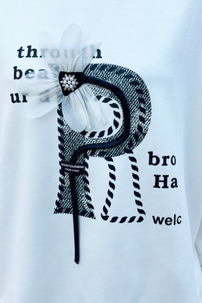 Pラインプリント長袖TOPS