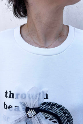 Pラインプリント長袖TOPS