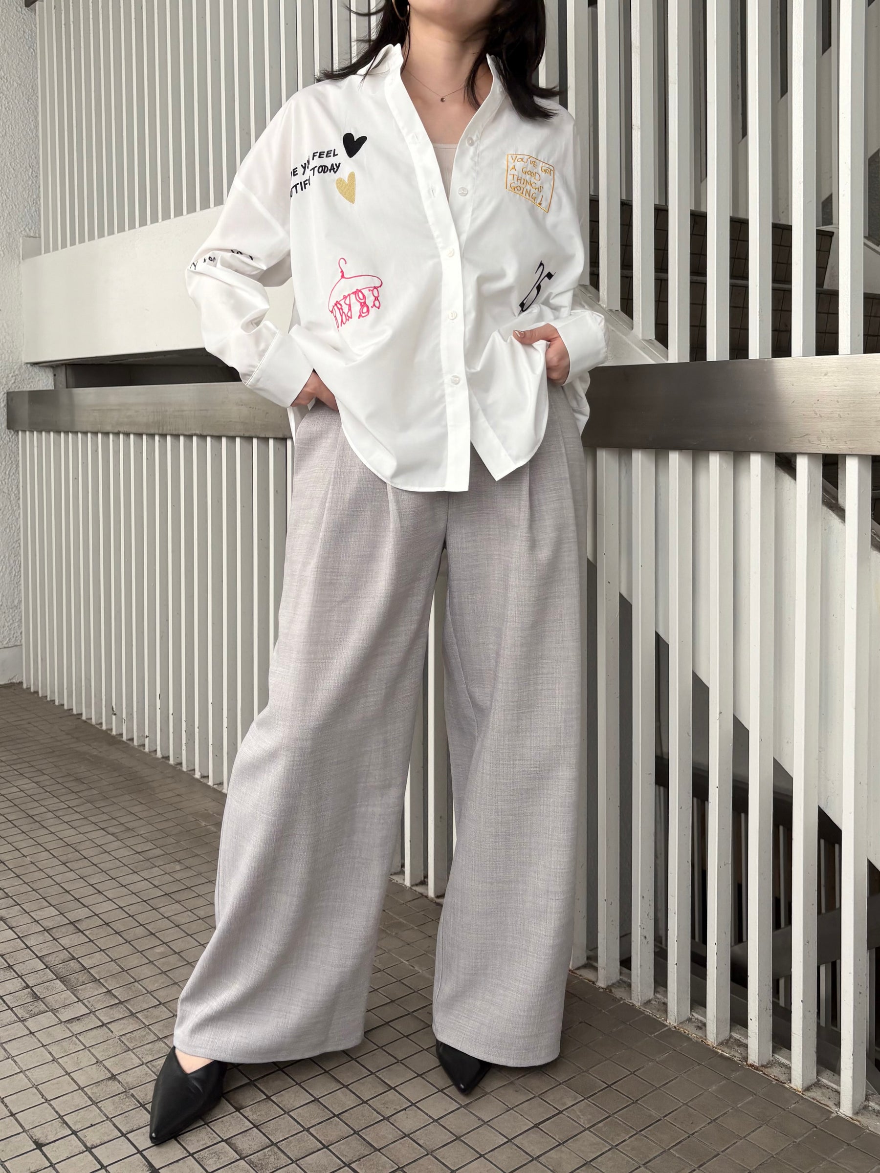 麻タッチタックパンツ