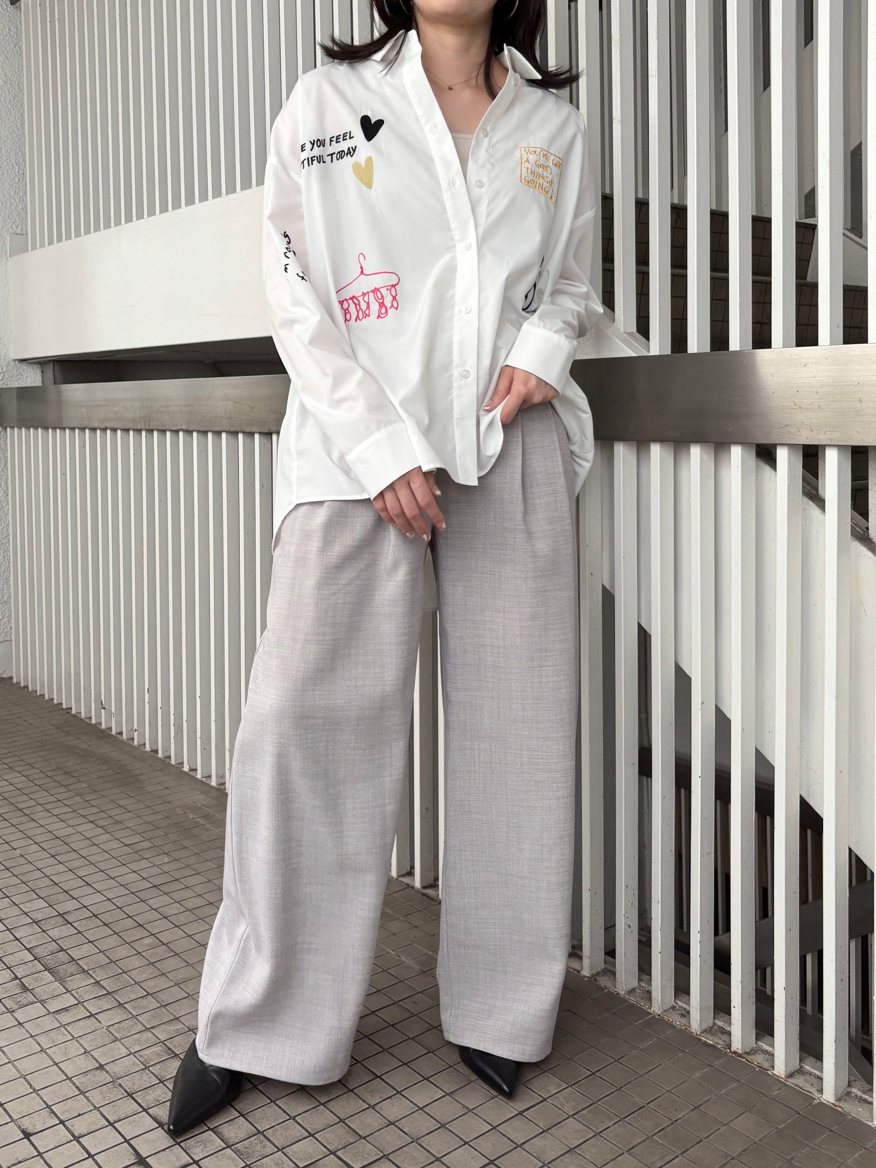 麻タッチタックパンツ