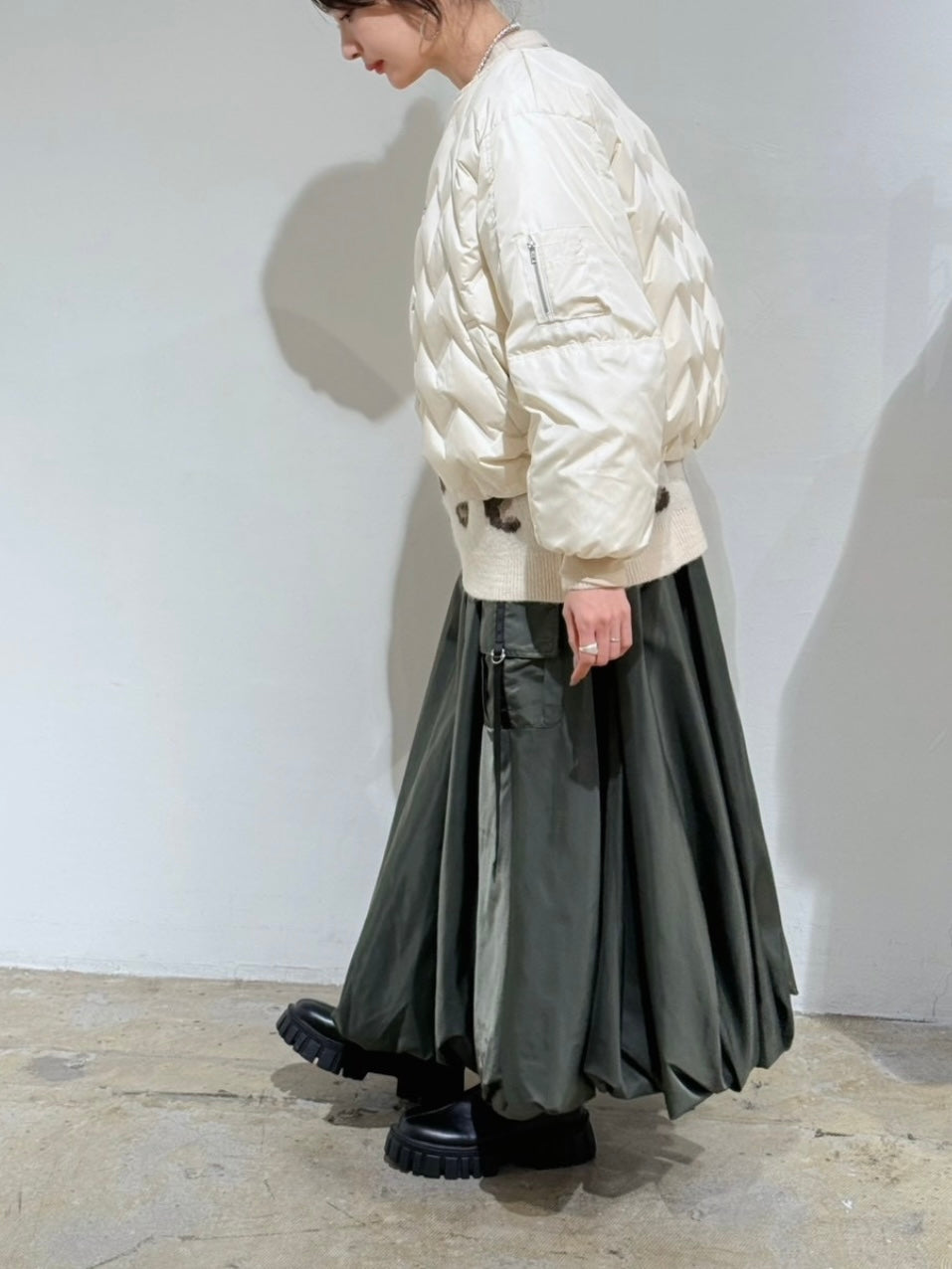 ジグザグキルティングダウンブルゾン