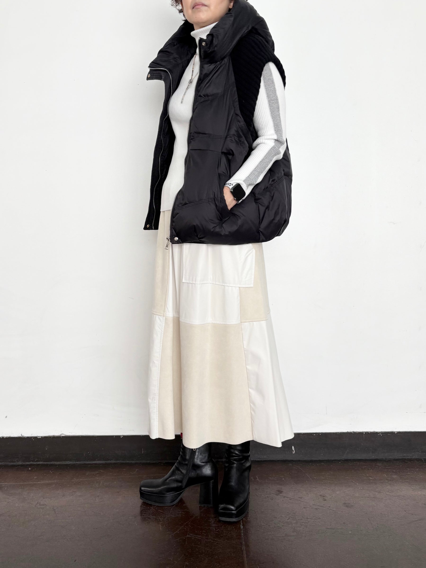 エコレザー＆スウェードハギスカート