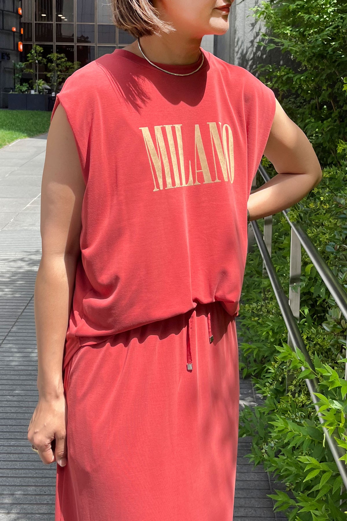ROSSIE (ロージー) フロッキープリントtシャツ R733207　レンガ