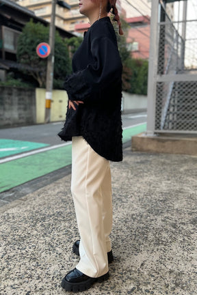 カットジャガード切替ブラウス
