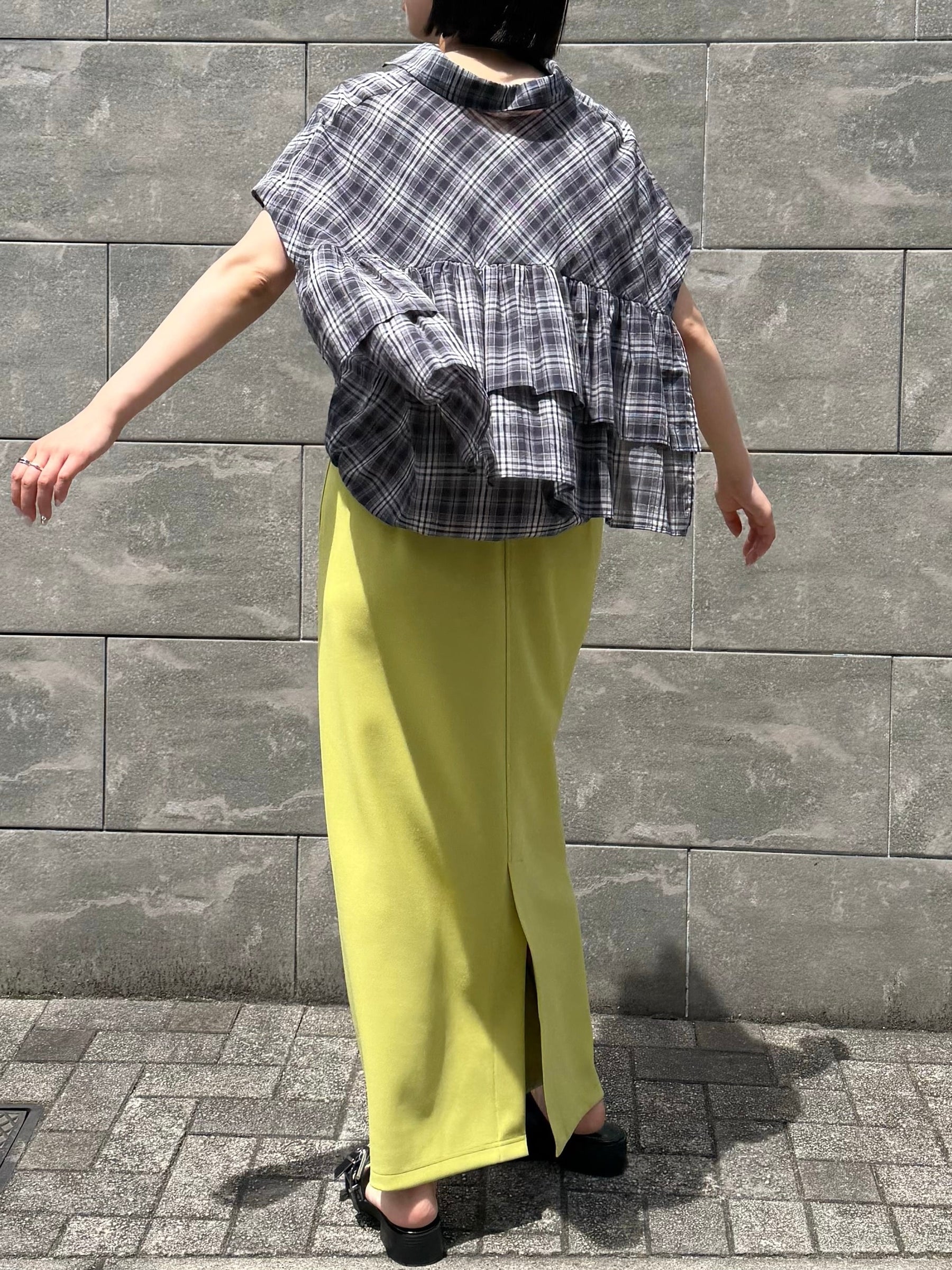チェックフリルシャツ.