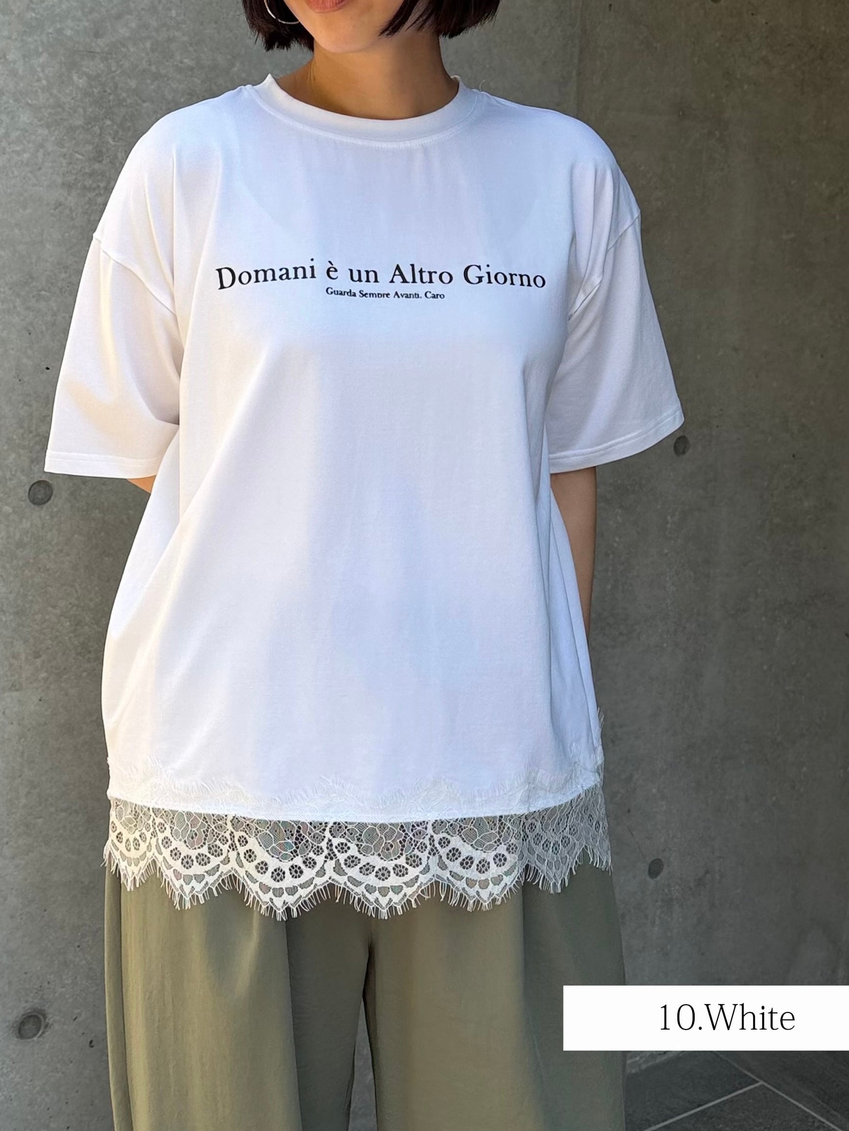 レースヘムロゴTシャツ
