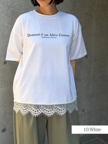 レースヘムロゴTシャツ