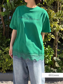 レースヘムロゴTシャツ