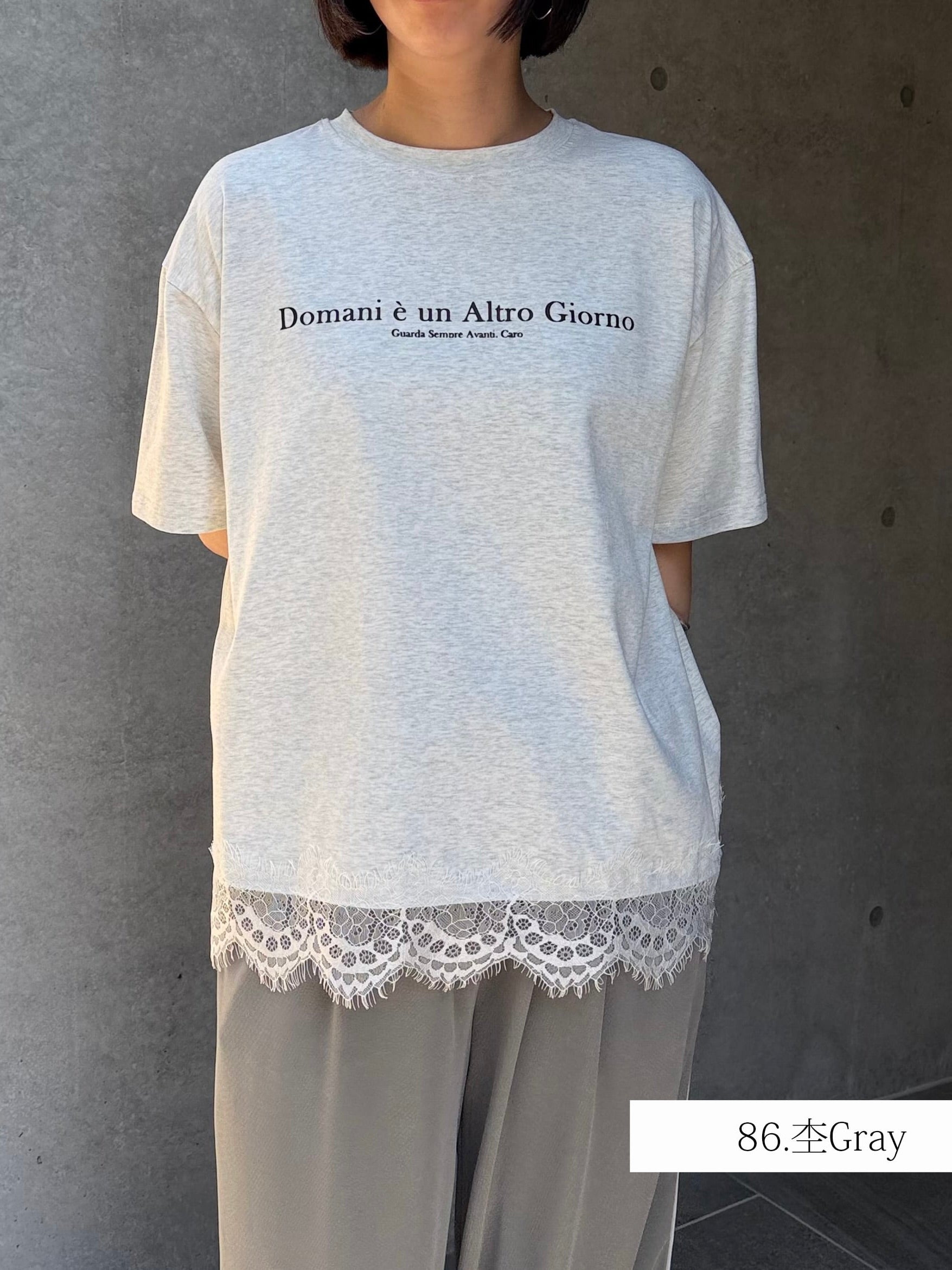 レースヘムロゴTシャツ