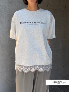 レースヘムロゴTシャツ