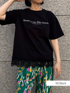 レースヘムロゴTシャツ