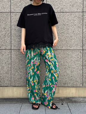 レースヘムロゴTシャツ