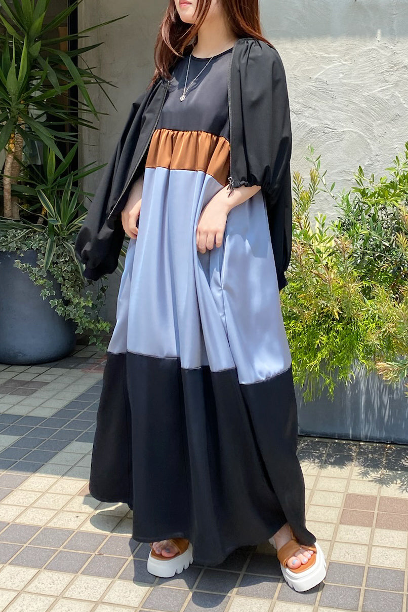 配色ティアードワンピース