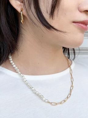 パール×バロックチェーン 3wayネックレス