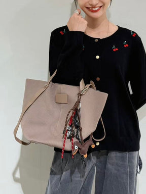 ベルトデザインリブハンドバッグ