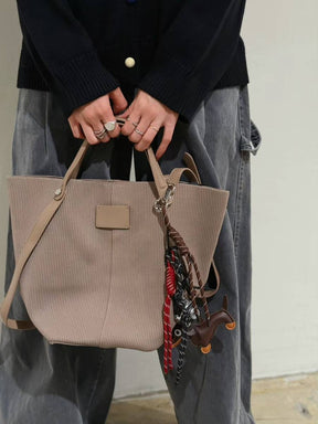 ベルトデザインリブハンドバッグ