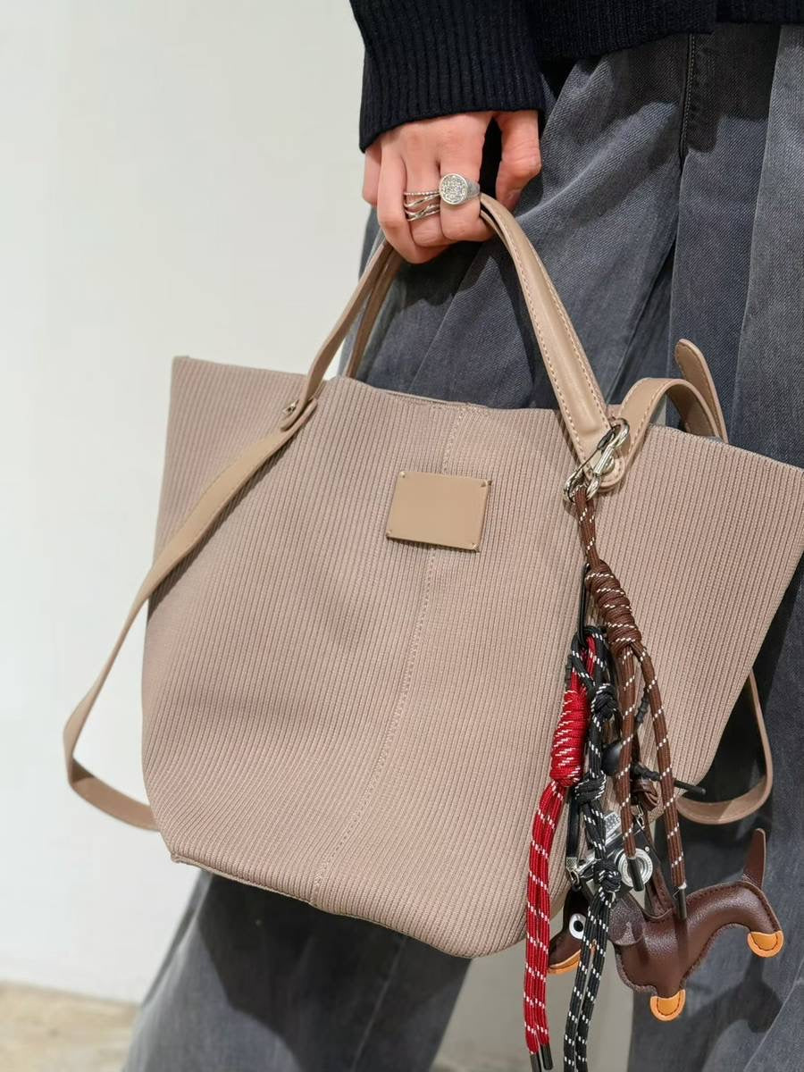 ベルトデザインリブハンドバッグ