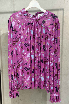 POM(ポム)羽とサボテン柄フリルブラウス SP7954　ピンク