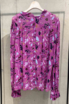 POM(ポム)羽とサボテン柄フリルブラウス SP7954　ピンク