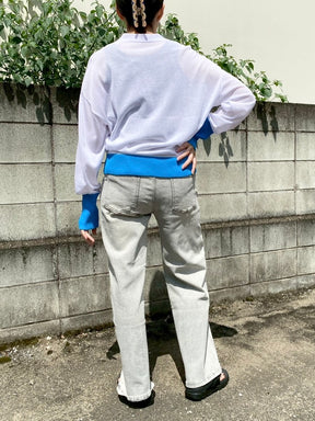 接触冷感バイカラーニットカーディガン