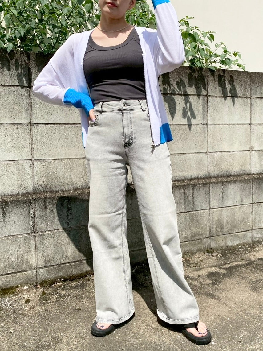 接触冷感バイカラーニットカーディガン