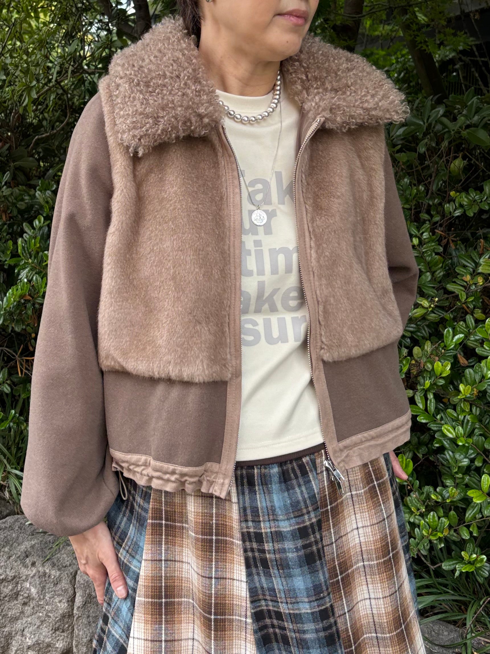 M /ミックスフェイクファードッキングブルゾン
