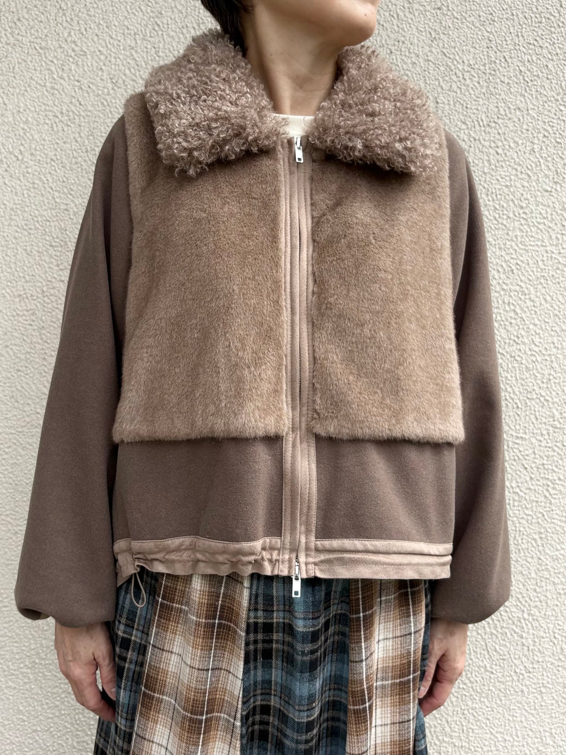 M /ミックスフェイクファードッキングブルゾン