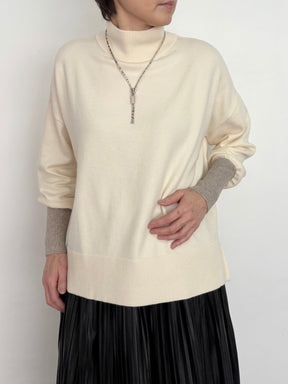 配色袖ニットプルオーバー