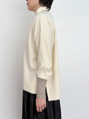 配色袖ニットプルオーバー