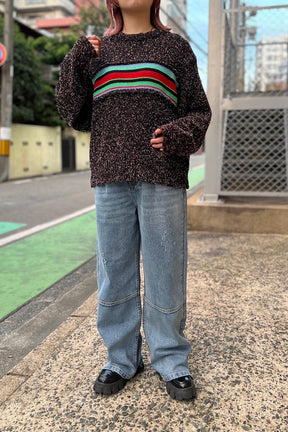 ミックスカラーラインニットトップス