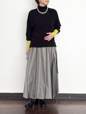 配色袖ニットプルオーバー