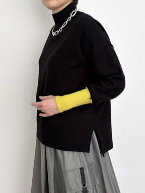 配色袖ニットプルオーバー