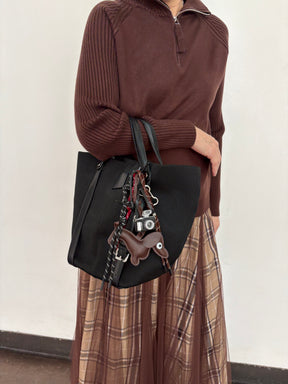 ベルトデザインリブハンドバッグ