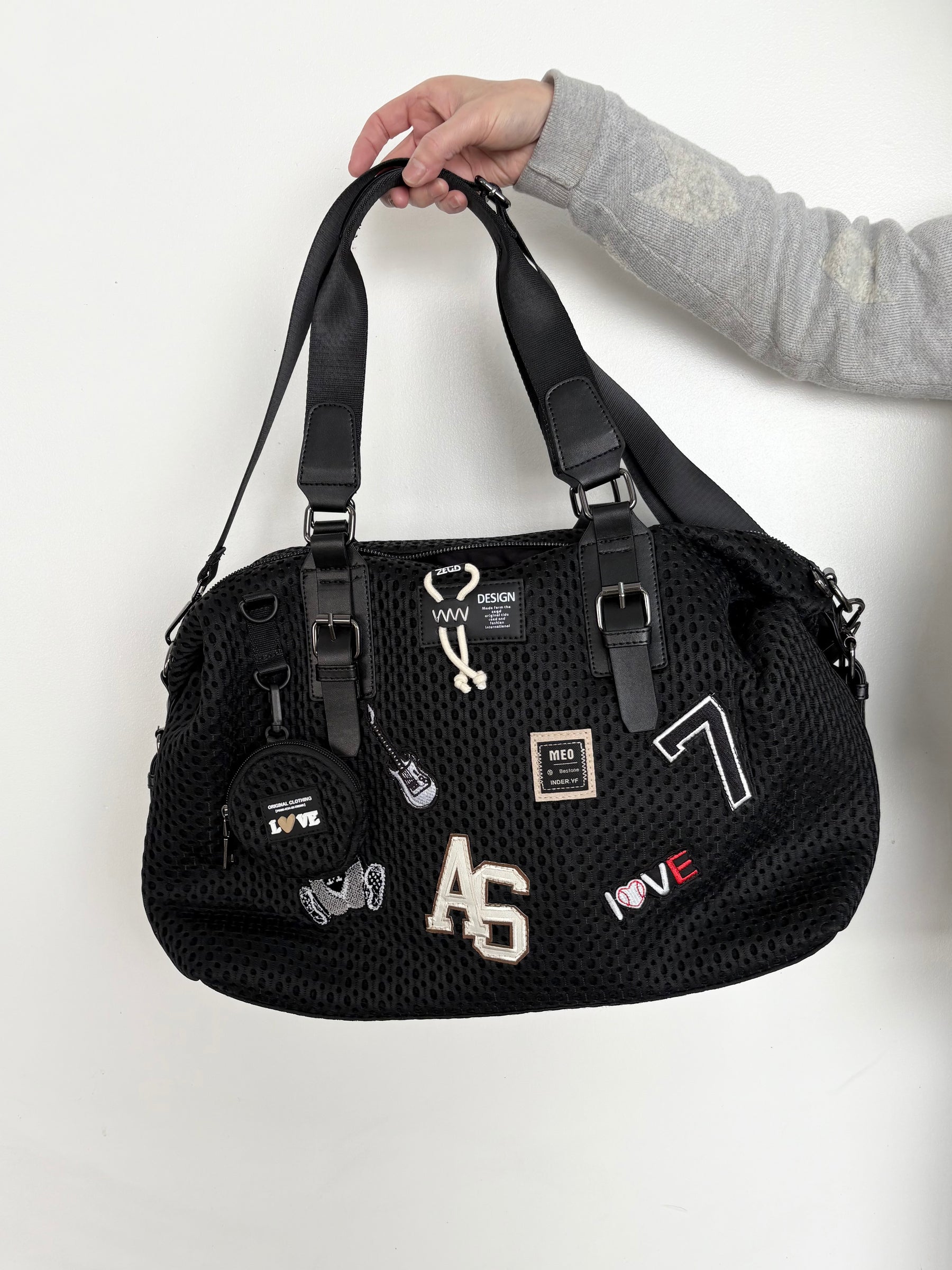 ランダムロゴミニポーチ付き2WAYメッシュトートバッグ