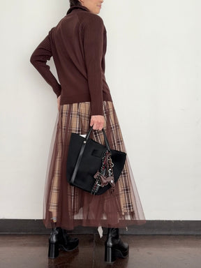 ベルトデザインリブハンドバッグ