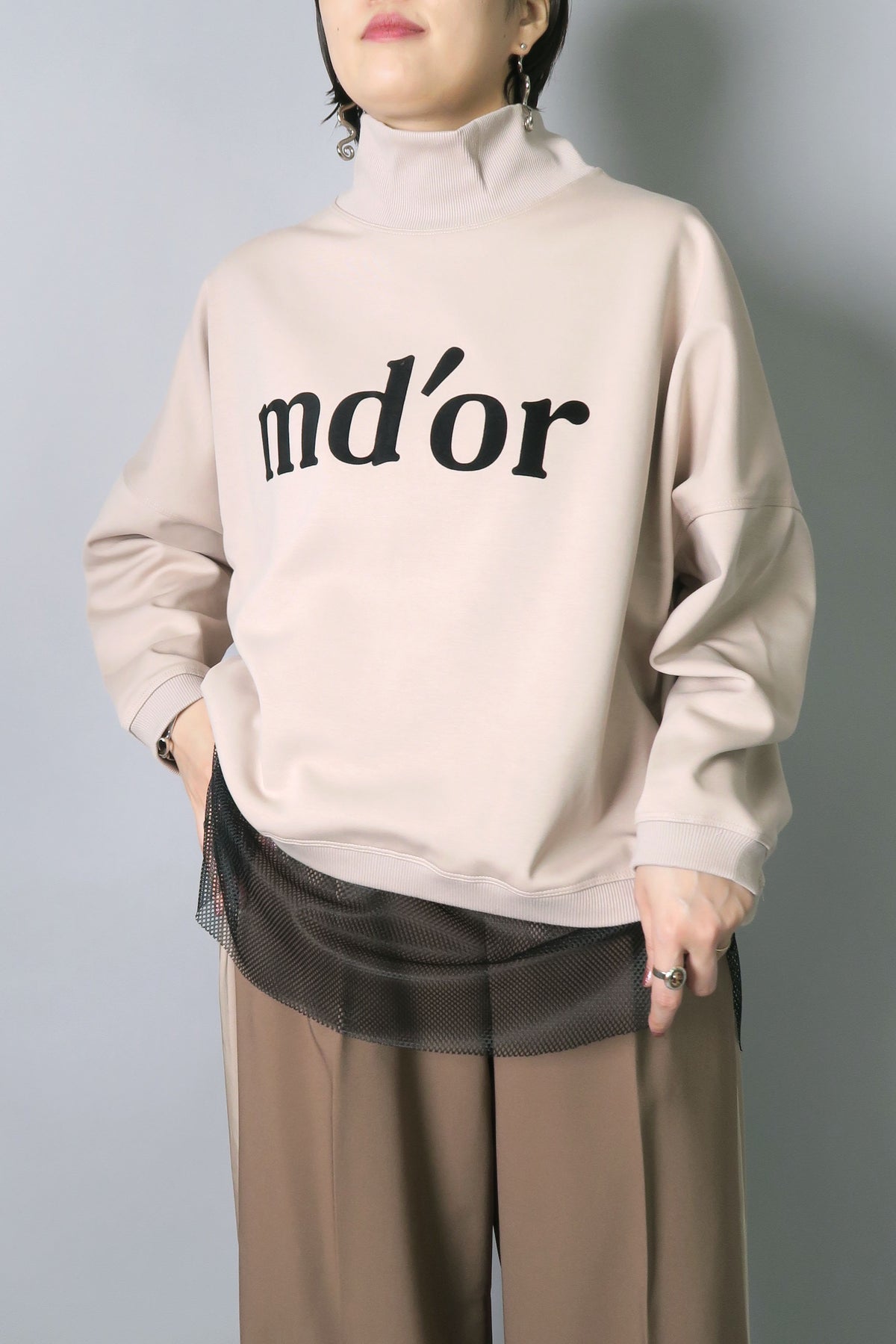 MARIED'OR (マリードール)フロッキープリントワイドハイネックプルオーバー 21221